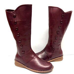 MIZ MOOZ SOFT LEATHER TALL BOOTS SIDE ZIP BURGUNDY 37EU / 7US NEW # Z-181